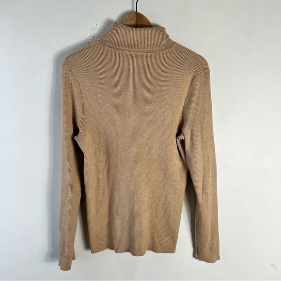 Chicos Size Large Tan Ribbed Knit Long Sleeve Pullover Rachel Turtleneck Sweater - Picture 6 of 9
